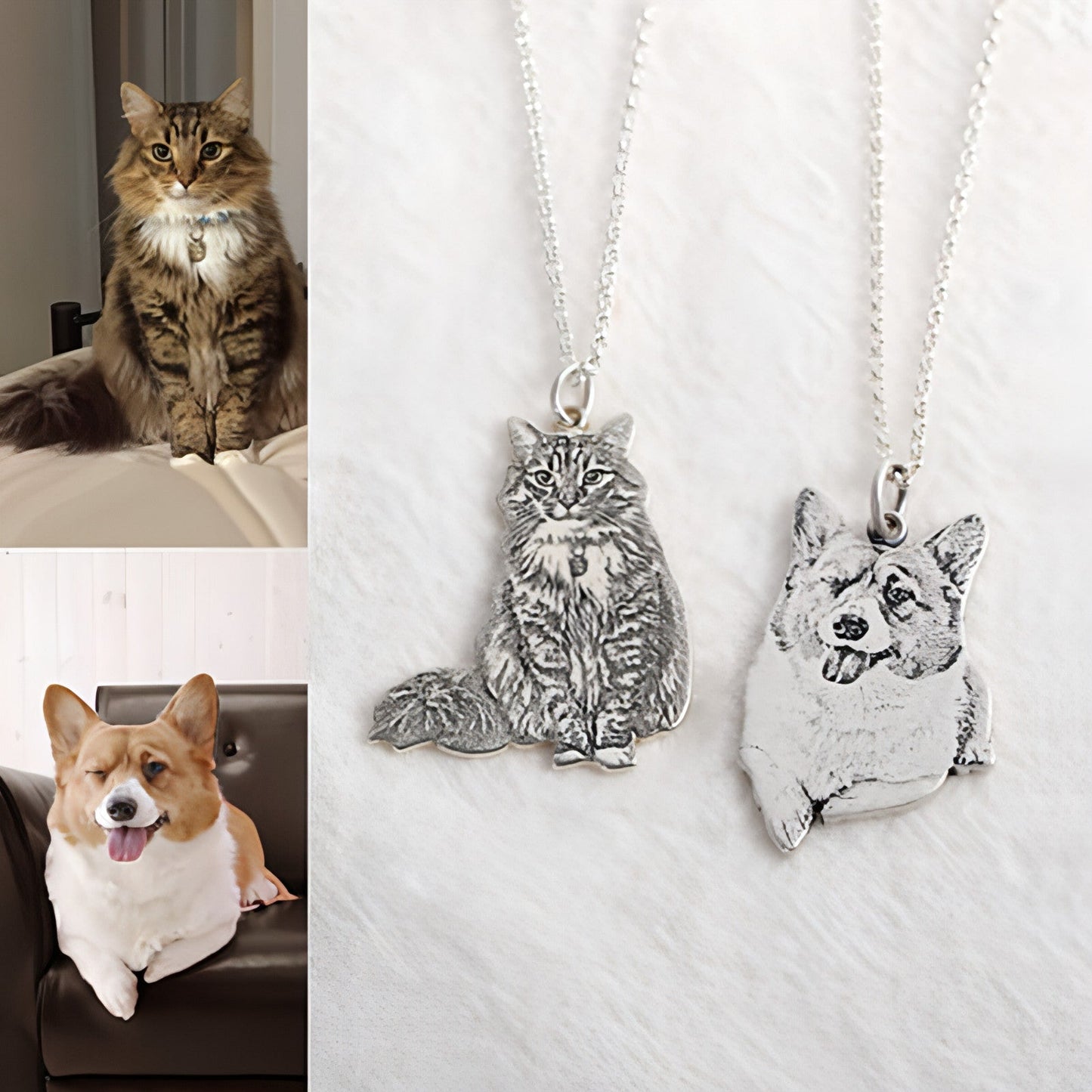 Personalized Pet Memorial Necklace â€?Custom Engraved Cat & Dog Pendant