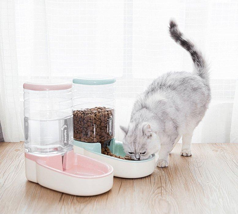 Automatic Pet Feeder And Drinking Fountain Combo